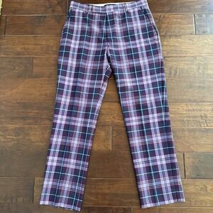 IJP Design Golf Pants Tourers Great Britain Blue Purple Plaid Size 34x32 EUC